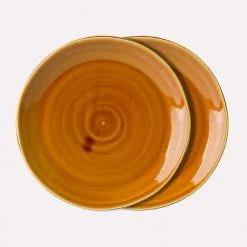 HKliving Kyoto Ceramics Japanese Dinner Plate Brown Set of 2
