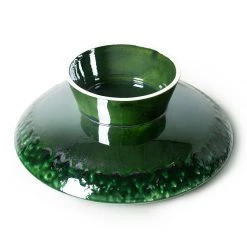 HKliving The Emeralds: Ceramic Bowl on Base L Dripping Green