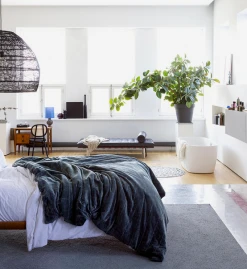 HKliving Wicker Pendant Lamp Ball Black L