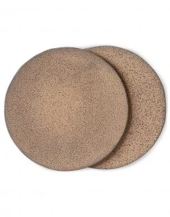 HKliving Set of 2 Taupe Gradient Ceramics Dinner Plates