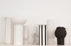 HKliving Ceramic Vase Black/White Striped