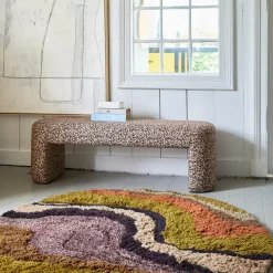 HKliving Grand tapis rond laine coloré