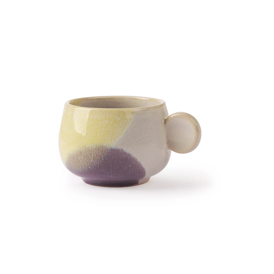HKliving Gallery Ceramics Coffee Cup Yellow/Lilac Set of 2 HKliving Gallery Ceramics Coffee Cup Yellow/Lilac Set of 2