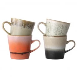 HKliving Set of 4 70s Americano Cups Set 3 HKliving Set of 4 70s Americano Cups Set