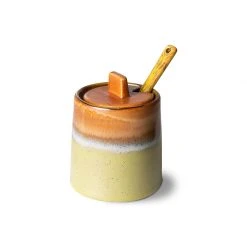 HKliving 70S CERAMICS: MILK JUG & SUGAR POT, BERRY/PEAT