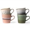 HKliving Set of 4 Ceramic 70s Cappuccino Mugs