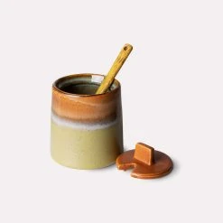 HKliving Ceramic 70's Milk Jug & Sugar Pot Berry Peat