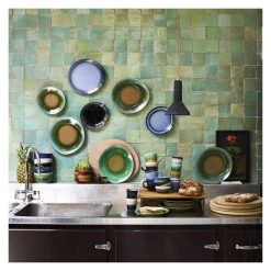 HKliving 70s ceramics: dinner plate, green (set of 2)