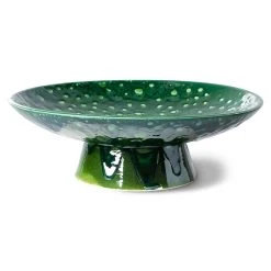 HKliving The Emeralds: Ceramic Bowl on Base L Dripping Green