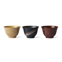 HKliving Kyoto Ceramics Japanese Matcha Bowls Set of 3