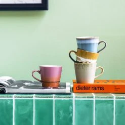 HKliving Ceramic 70s Cappuccino Mugs Meteor Set of 4