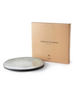 HKliving Set of 2 Green Gradient Ceramics Dinner Plates