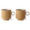 HKliving Bold & Basic Ceramics Coffee Mug Ochre Set of 2