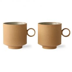 HKliving Bold & Basic Ceramics Coffee Mug Ochre Set of 2