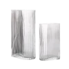 HKliving Set of 2 Clear Glass Ribbed Vases 1 HKliving Set of 2 Clear Glass Ribbed Vases