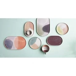 HKliving Set of 2 Pink and Yellow Round Side Plate