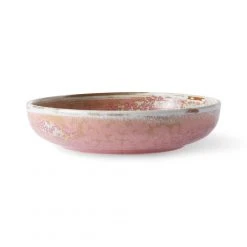 HKliving Home Chef Ceramics Rustic Pink Deep Plate Set of 2