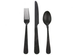HKliving Matt Black 3 Pieces Cutlery Set
