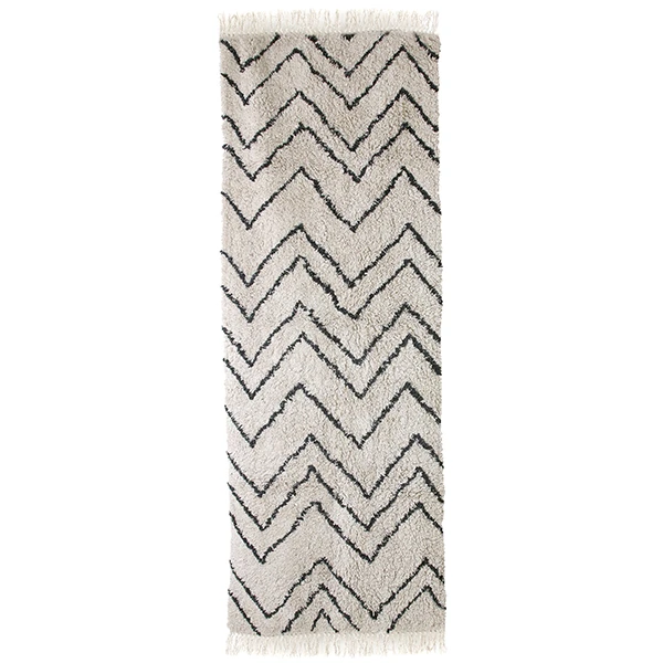 HKliving Black / Offwhite Cotton Zigzag Carpet Runner HKliving Black / Offwhite Cotton Zigzag Carpet Runner