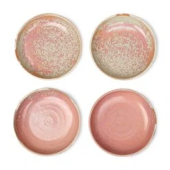 HKliving Home Chef Ceramics Rustic Pink Deep Plate Set of 2