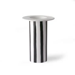 HKliving Ceramic Vase Black/White Striped