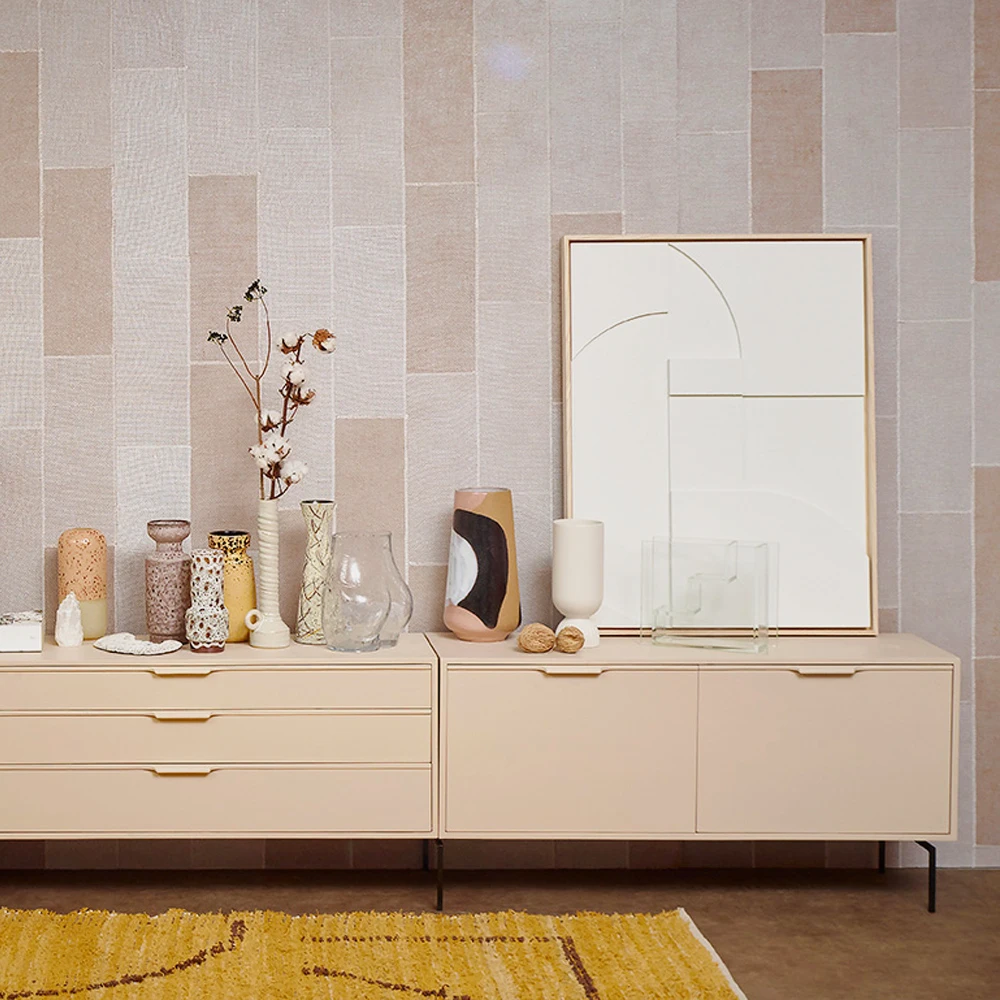 HKliving Ribbed Base Matt White Ceramic Vase HKliving Ribbed Base Matt White Ceramic Vase