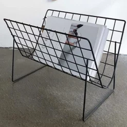 HKliving Metal Wire Magazine Rack Matt Black