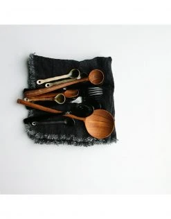 HKliving Set of 2 Charcoal Linen Napkins with Fringes