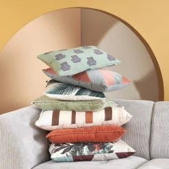 HKliving Striped Cushion Velvet Grey/Nude (40x60)