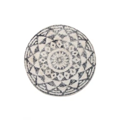 HKliving Round Grey and Cream Bath Mat 80cm