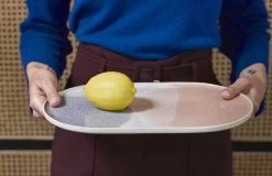 HKliving Gallery Ceramics Oval Dinner Plate Pink/Lilac