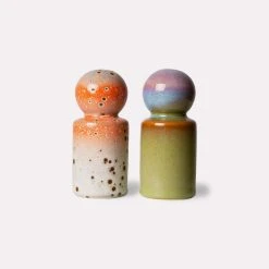 HKliving Ceramic 70's Salt & Pepper Shakers Asteroids Peat