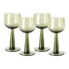 HKliving Set of 4 Olive Green Tall Wine Glass: The Emeralds