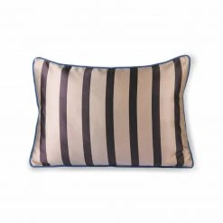 HKliving Satin striped cushion brown/taupe (35x50)