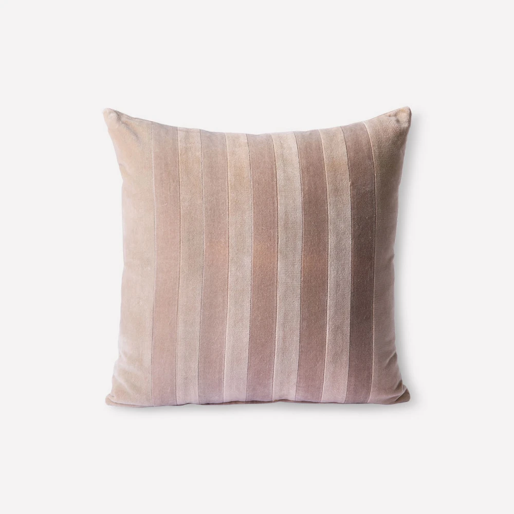 HKliving Striped Velvet Cushion Beige/Dusty Pink (45x45) HKliving Striped Velvet Cushion Beige/Dusty Pink (45x45)