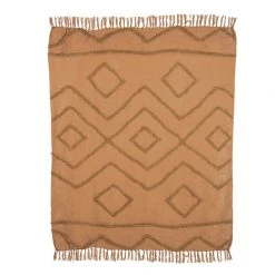 HKliving Rust Cotton Fringe Throw