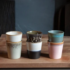 HKliving Set of 6 Ceramic 70's Mugs
