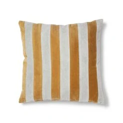 HKliving Striped Cushion Velvet Grey/Gold
