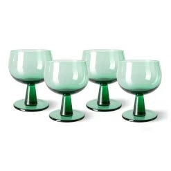HKliving Set of 4 Fern Green Low Wine Glass: The Emeralds