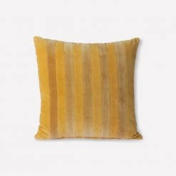 HKliving Striped Velvet Cushion Ochre/Gold (45x45)