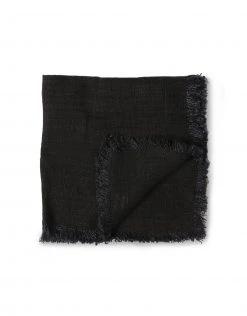 HKliving Set of 2 Charcoal Linen Napkins with Fringes