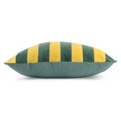 HKliving Green/Mustard Velvet Striped Cushion