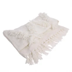 HKliving Cotton white blanket