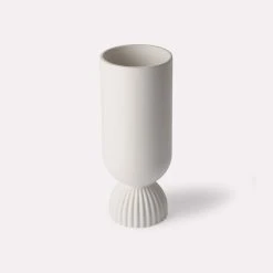 HKliving Ribbed Base Matt White Ceramic Vase 3 HKliving Ribbed Base Matt White Ceramic Vase