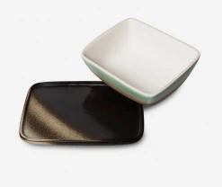 HKliving 70S CERAMICS: BUTTER DISH, MERCURY