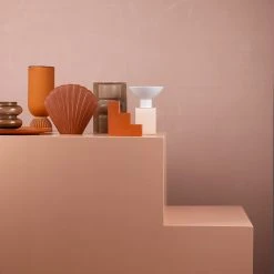 HKliving Ribbed Base Rustic Matt Orange Ceramic Vase