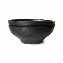 HKliving Bold & basic ceramics: large bowl black (set of 2)