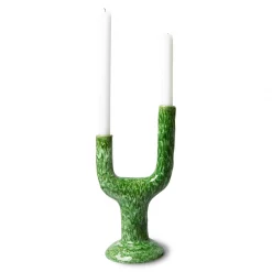HKliving The Emeralds: Ceramic Candle Holder L, Reactive Green