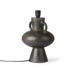 HKliving Charcoal Stoneware Lamp Base with Handles
