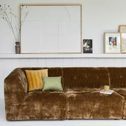 HKliving Striped Velvet Cushion Ochre/Gold (45x45) 5 HKliving Striped Velvet Cushion Ochre/Gold (45x45)